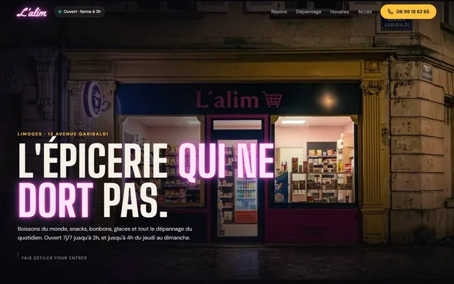 Page d'accueil du site L'Alim