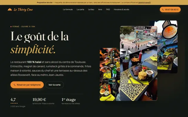 Page d'accueil du site Le Thirty One